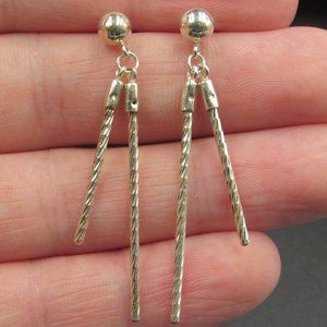 Sterling Silver Long Braided Dangle Earrings